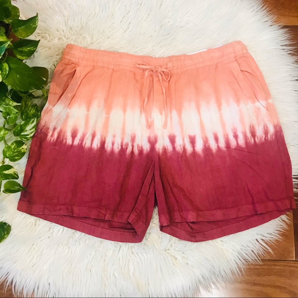 New🌿High Waisted Dip Dye Linen Blend Shorts